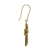 Boucles d'oreilles dorées croix carrées et labradorite
