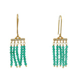 Golden earrings with a cascade of stones and zircons