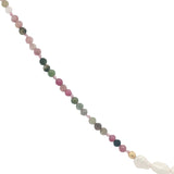 Collier doré en tourmaline, 5 perles de culture et perles dorées 42 cm