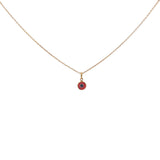 Collier doré petit oeil verre soufflé rouge 42 cm