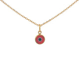 Collier doré petit oeil verre soufflé rouge 42 cm