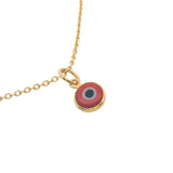 Collier doré petit oeil verre soufflé rouge 42 cm
