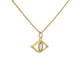 Gold necklace with eye and stone pendant