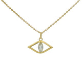 Gold necklace with eye and stone pendant