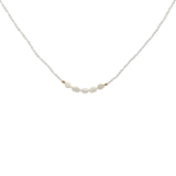 Collier doré en pierre de lune, 5 perles de culture et perles dorées 42 cm