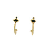 Mini créoles dorées avec oeil en onyx noire et zircon noir