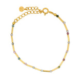 Bracelet doré Tourmaline alternée avec des tubes dorés