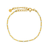Bracelet doré pierre de lune et tubes dorés