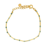 Bracelet doré Quartz vert fraise et tubes dorés