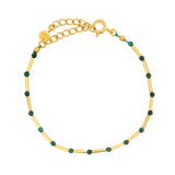 Bracelet doré malachite alternée avec des tubes dorés