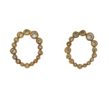Golden oval zircon earrings