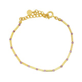 Bracelet tubes dorés et quartz rose
