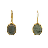 Boucles d'oreilles dorées pendantes en labradorite