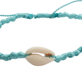 Bracelet cordon turquoise torsadé et cauri