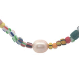 Gold necklace with cultured pearl and fancy pearls