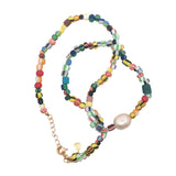 Gold necklace with cultured pearl and fancy pearls