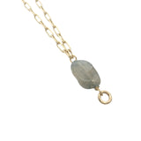 Collier doré labradorite avec anneau pour charms 42 cm