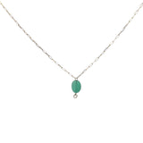 Collier doré onyx verte avec anneau pour charms 42 cm