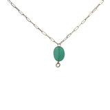 Collier doré onyx verte avec anneau pour charms 42 cm