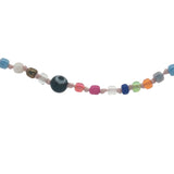 Collier doré mix de perles colorées et oeil 40 cm