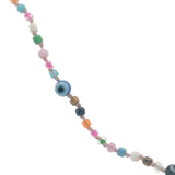 Collier doré mix de perles colorées et oeil 40 cm
