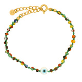Bracelet doré petit oeil blanc avec perles multicolores