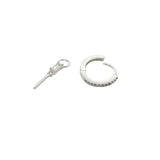 Mini créole fermée argent 925 pampille zircon baguette et tige