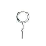 Mini créole fermée argent 925 pampille zircon baguette et tige