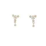 Puces en argent 925 zircons et petite pampille