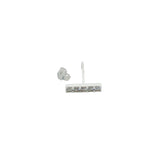 Boucle d'oreilles puce argent 925 barre fine zircons