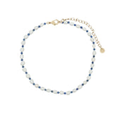 Chaine de cheville dorée en perles de culture et lapis lazulis