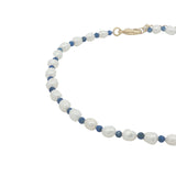 Chaine de cheville dorée en perles de culture et lapis lazulis