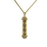 Collier doré cylindre zircons blancs 75cm
