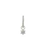 Mini créole fermée argent 925 pampille fleur zircons
