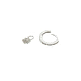 Mini créole fermée argent 925 pampille fleur zircons