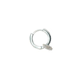 Mini créole fermée argent 925 pampille fleur zircons