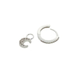Mini créole fermée argent 925 pampille lune zircons