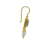 Boucles d'oreilles dorées tortue en prehnite et perles de culture
