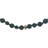 Collier doré perles noires, couronnes dorées et noeuds noirs 64 cm