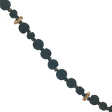 Collier doré perles noires, couronnes dorées et noeuds noirs 64 cm