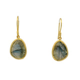Boucles d'oreilles dormeuses dorées en labradorite