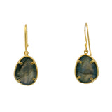Boucles d'oreilles dormeuses dorées en labradorite