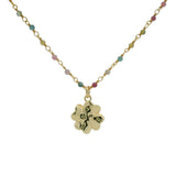 Collier santa maria doré tourmaline et trèfle 50 cm