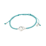 Silver intertwined rings cord bracelet