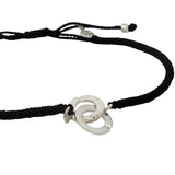 Bracelet cordon marron foncé menottes argent 925