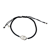 Bracelet cordon bleu marine menottes argent 925