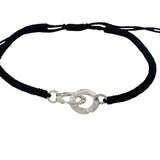 Bracelet cordon bleu marine menottes argent 925