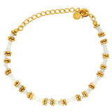 Bracelet pierre de lune et petites couronnes dorées