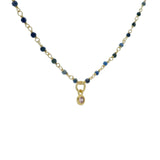 Collier santa maria doré lapis lazulis et goutte zircon rose 38cm