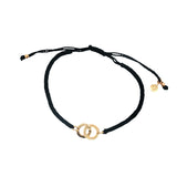 Bracelet cordon noir menottes dorées